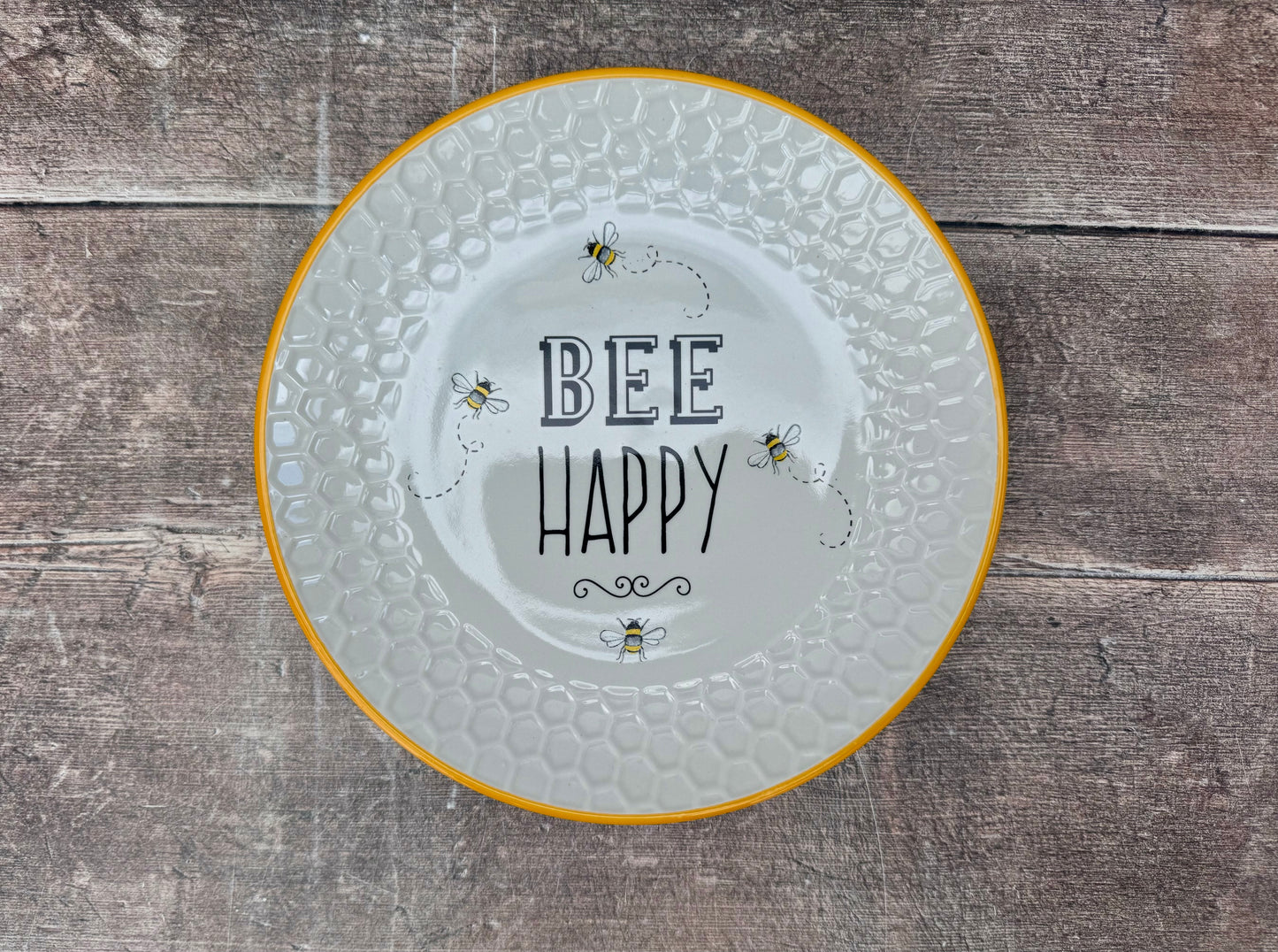 Bee Happy Patterned Plate, 20cm