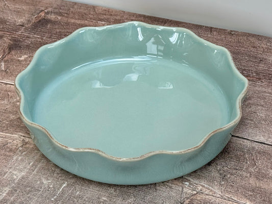Turquoise Wavy Edge Baking / Pie Dish, 27cm