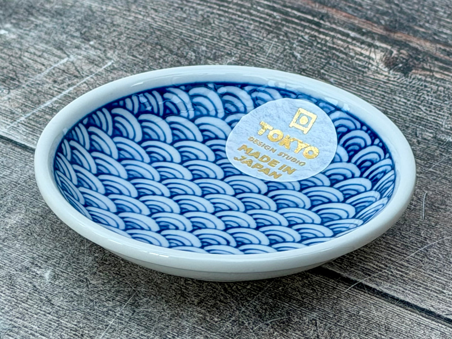 Tokyo Design Studio Blue and White Wave Patterned Dipping Bowl, 9.5cm