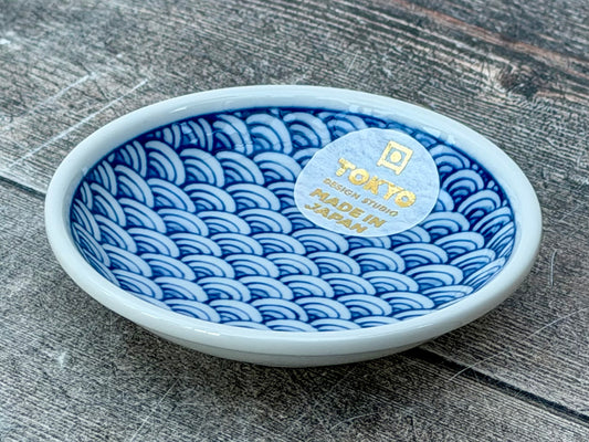 Tokyo Design Studio Blue and White Wave Patterned Dipping Bowl, 9.5cm