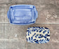 Blue Leaf Patterned Butter Dish