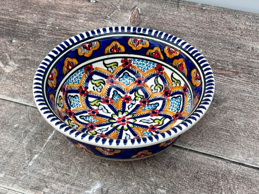 Dark Blue Patterned Cereal/Serving Bowl, 15cm