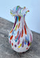 Small Multi-Coloured Speckled Glass Murano Style Vase, 15cm