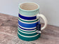 Blue, Green and White Striped Jug