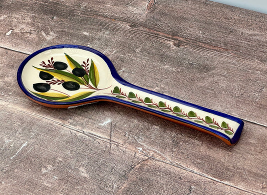 Olive Patterned Spoon Rest, 28cm