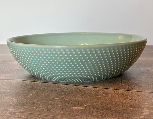 Turquoise Spotted Pasta/Serving Bowl, 22cm