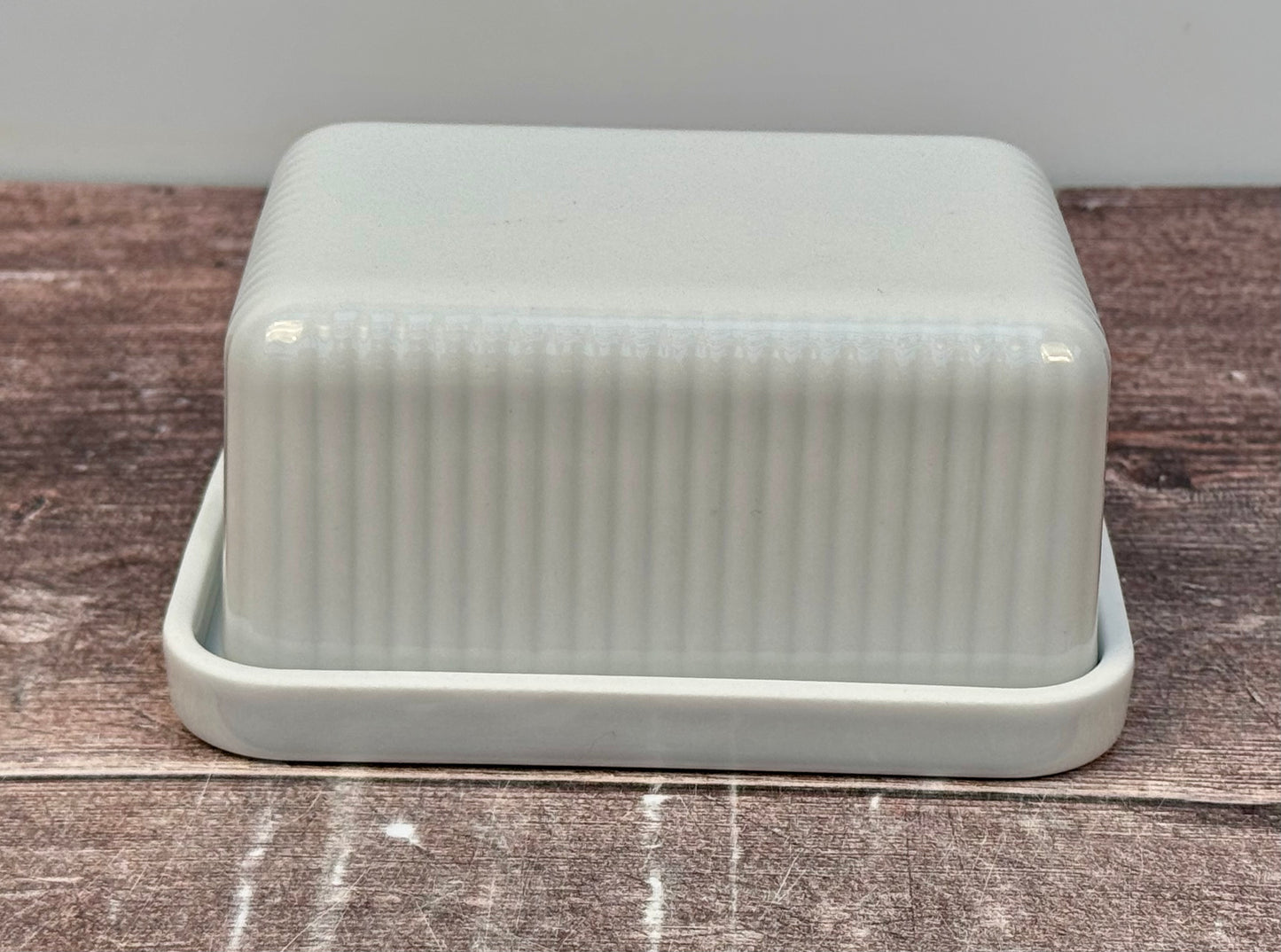 White Fluted Design Butter Dish