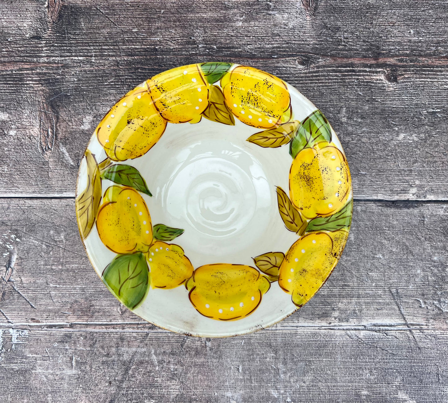 White Lemon Patterned Bowl, 18.5cm