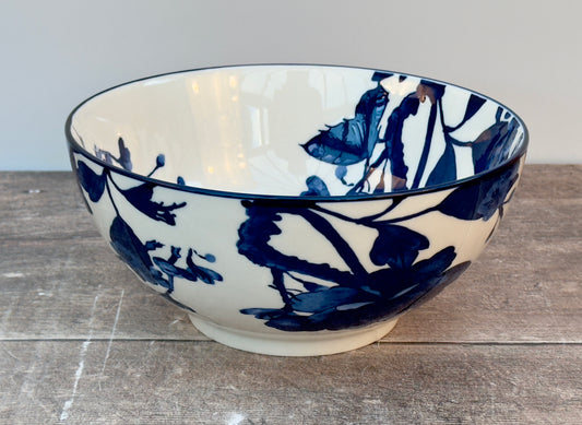 Blue Flower Patterned Serving Bowl, 19.5cm