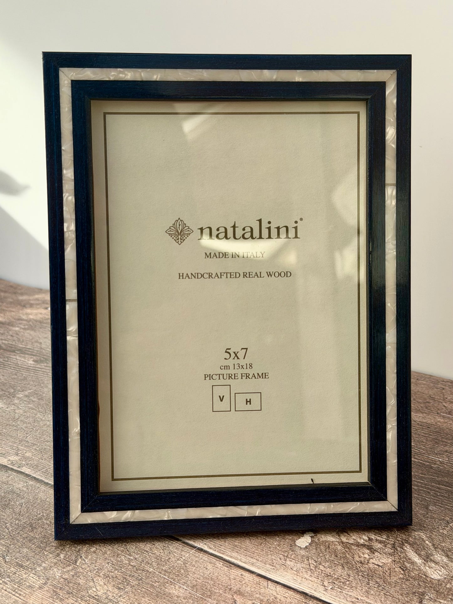 Natalini Navy with Pearl Effect Border Photo Frame 5 x 7