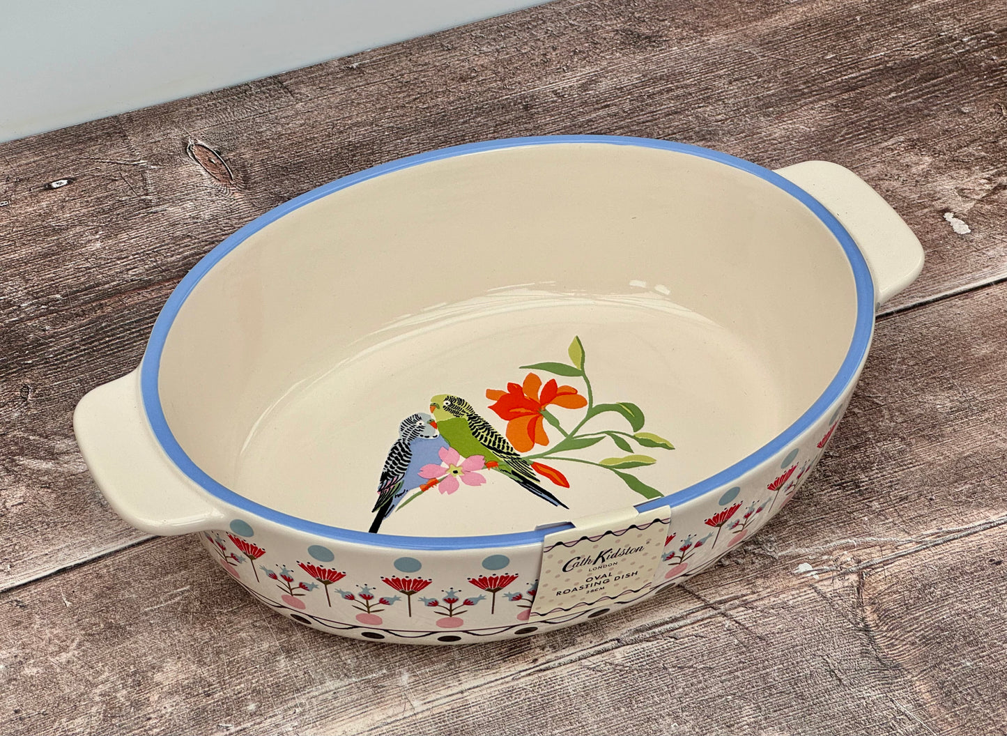 Cath Kidston Budgie Patterned Oval Baking Dish, 28cm