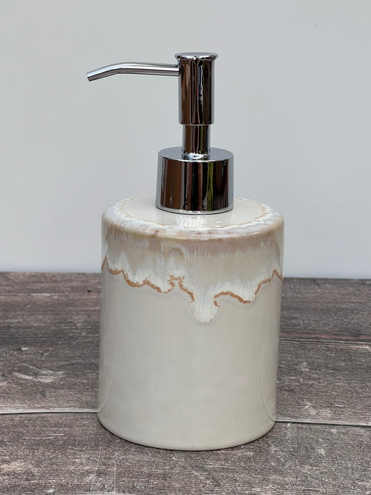 White Patterned Soap Dispenser