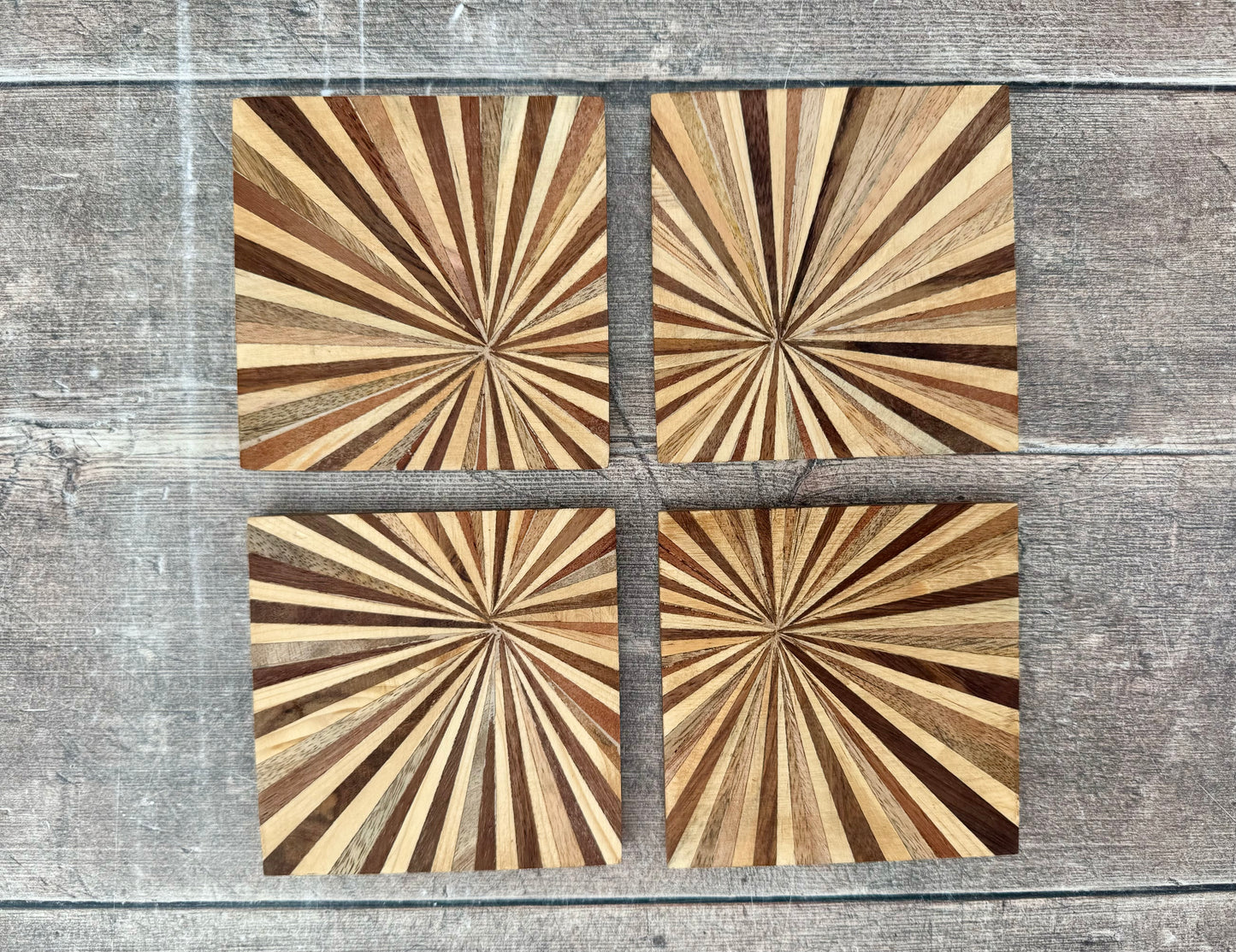 Set of 4 Sunburst Patterned Coasters