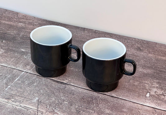 LSA Grey Utility Stackable Flat White Mugs