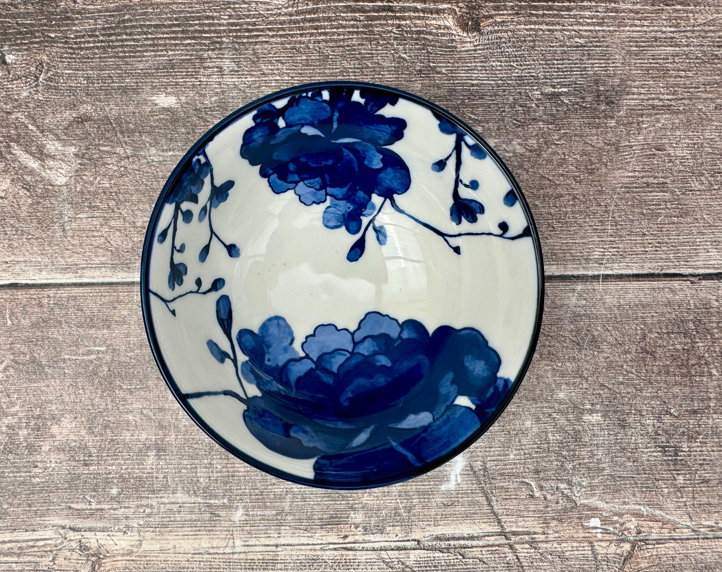 Blue and White Peony Bowl, 12cm