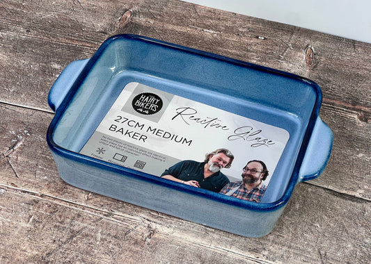 Hairy Bikers Medium Blue Rectangular Baking Dish with Blue Rim, 27cm