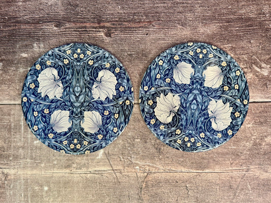Set of 2 William Morris Blue Pimpernel Trivets, 16cm