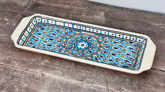 Blue Patterned Serving Plate, 35cm