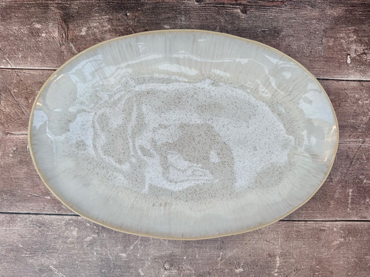 Sand Beige Oval Serving Plate, 45cm