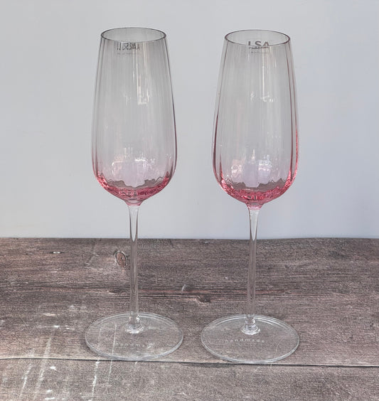 LSA Dusk Pink Champagne Flutes, Set of 2