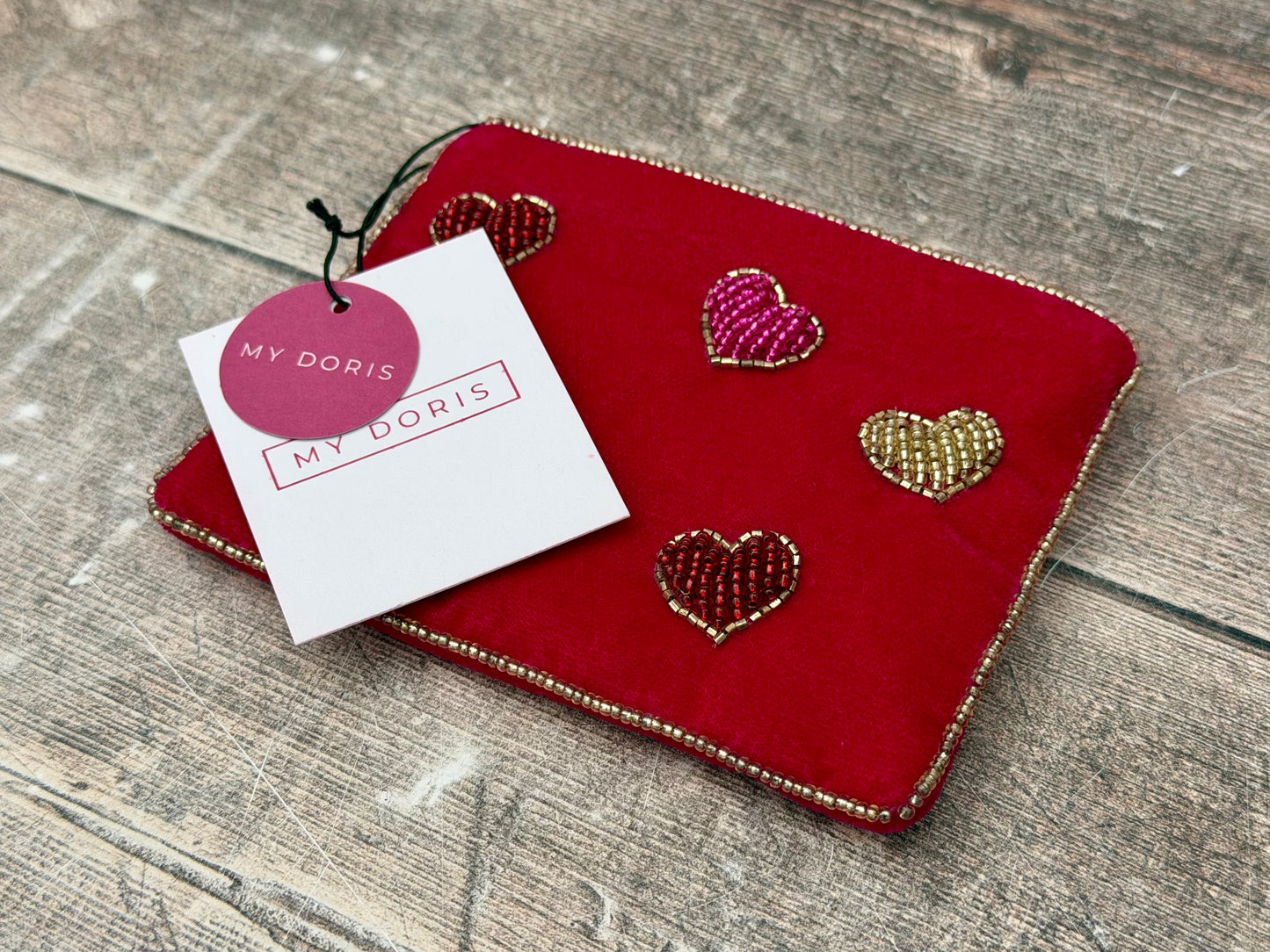 Small Pink Heart Beaded Purse