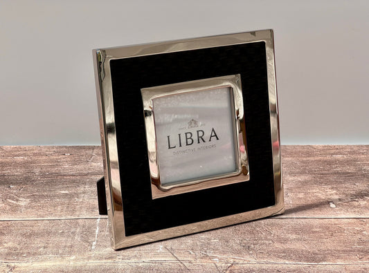 Libra Black and Silver Tone Square Photo Frame, 20cm x 20cm