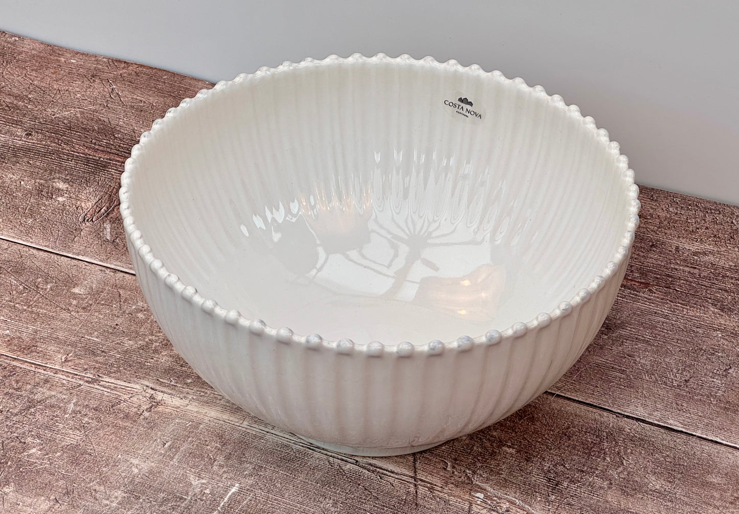 White Beaded Edge Deep Serving Bowl, 27cm