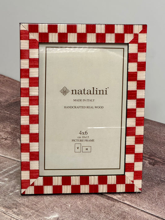 Natalini Red and White Checkerboard Border Photo Frame 4 x 6