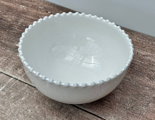 White Beaded Edge Bowl, 16cm