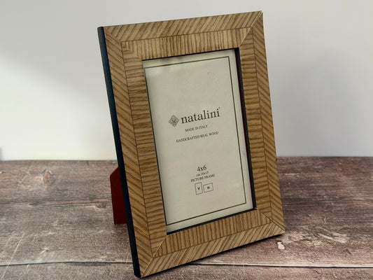 Natalini Light Brown Stripe Effect Border Photo Frame 4 x 6