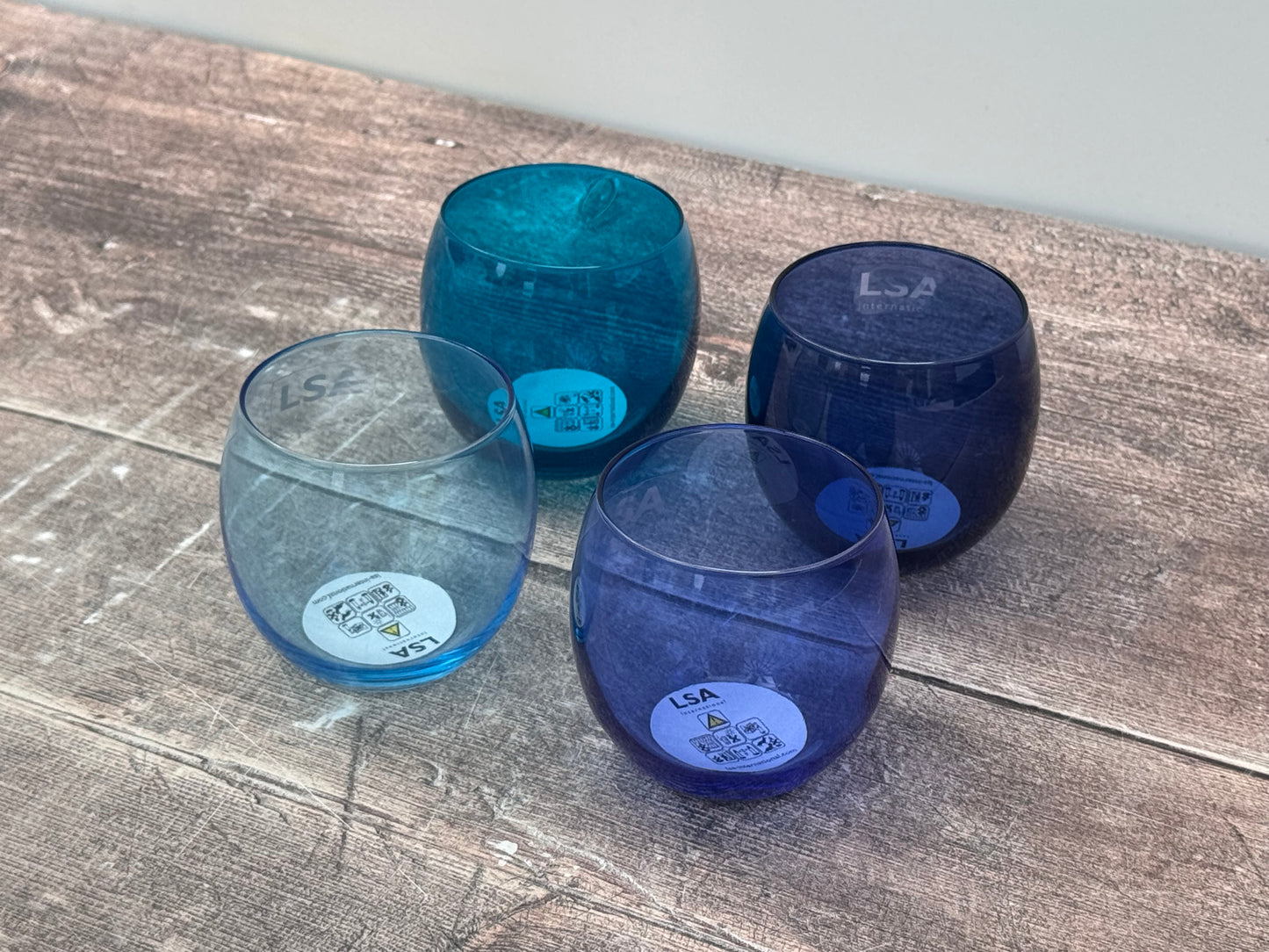 LSA Set of 4 Blue Coro Tea Light Holders
