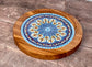 Blue Geometric Patterned Olive Wood Serving/Cheese Board