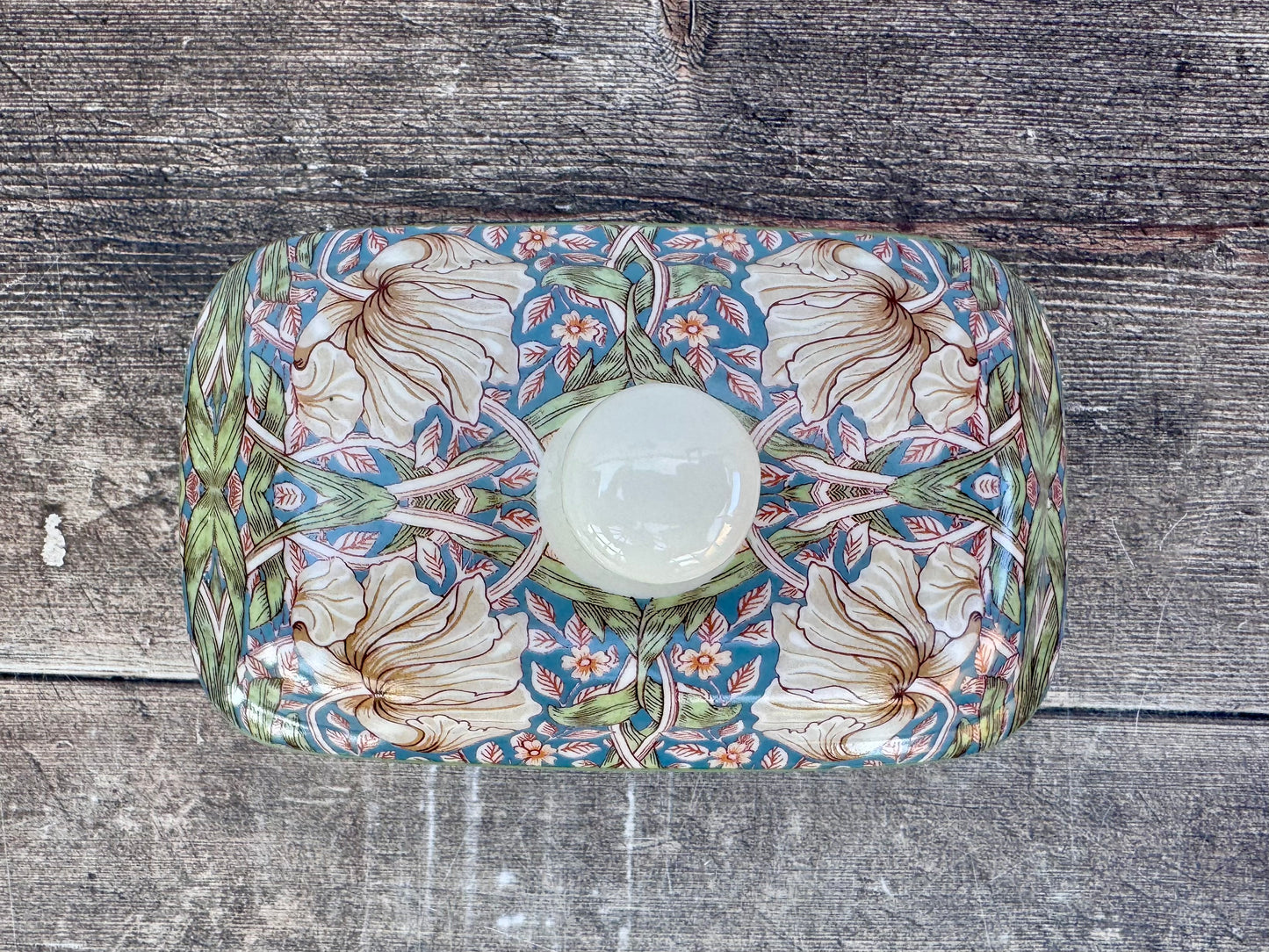 William Morris Blue Pimpernel Floral Patterned Butter Dish