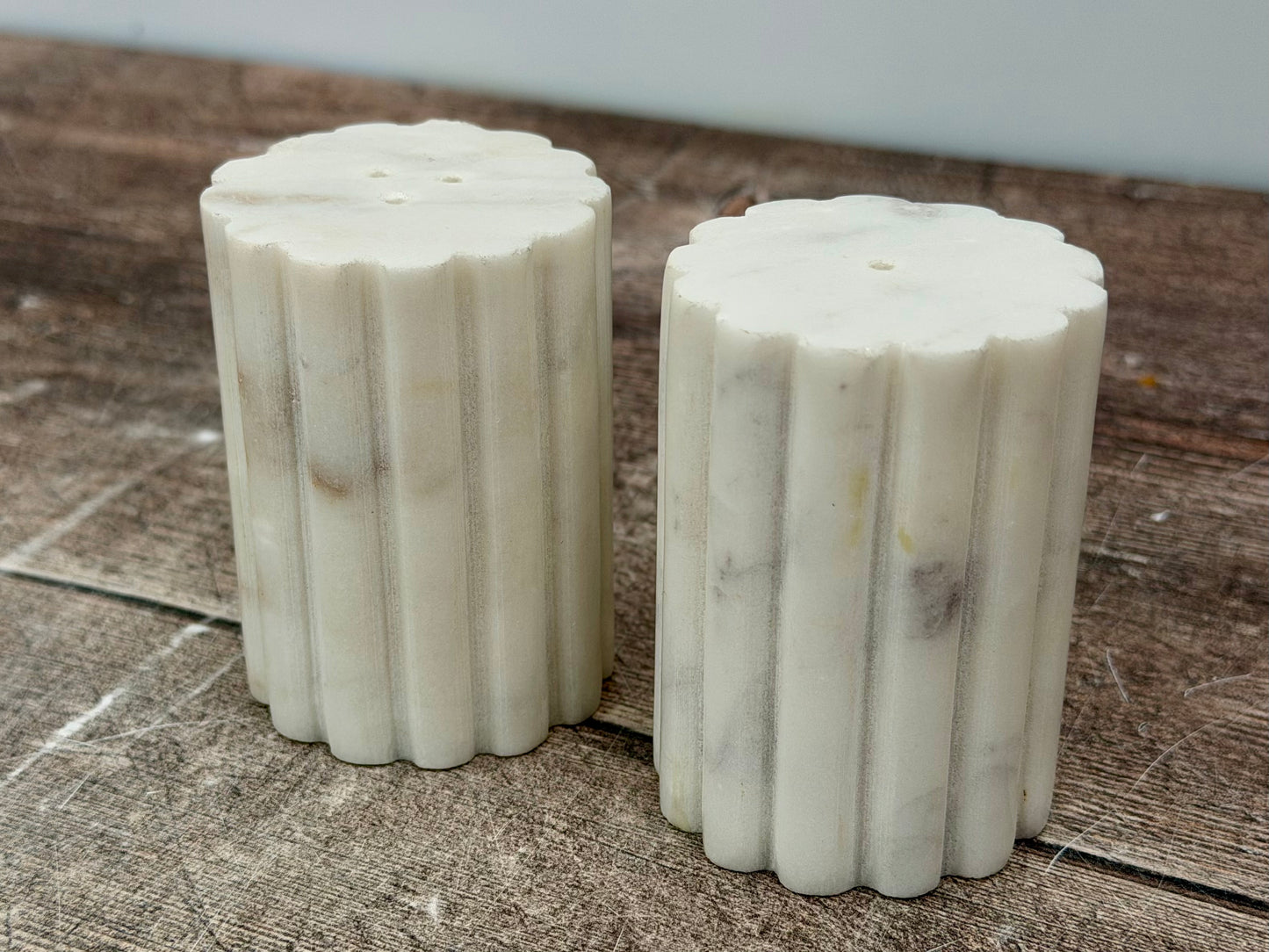 White Marble Salt and Pepper Shakers