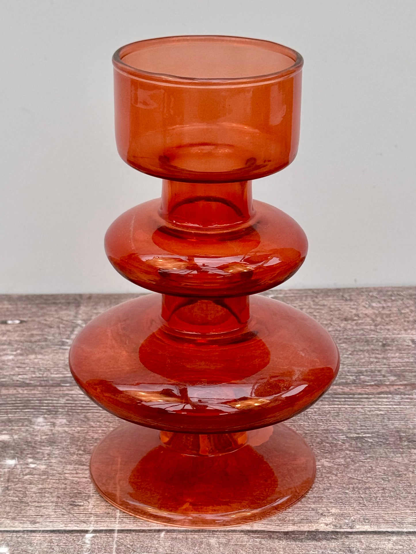 Red Recycled Glass Tea light Holder