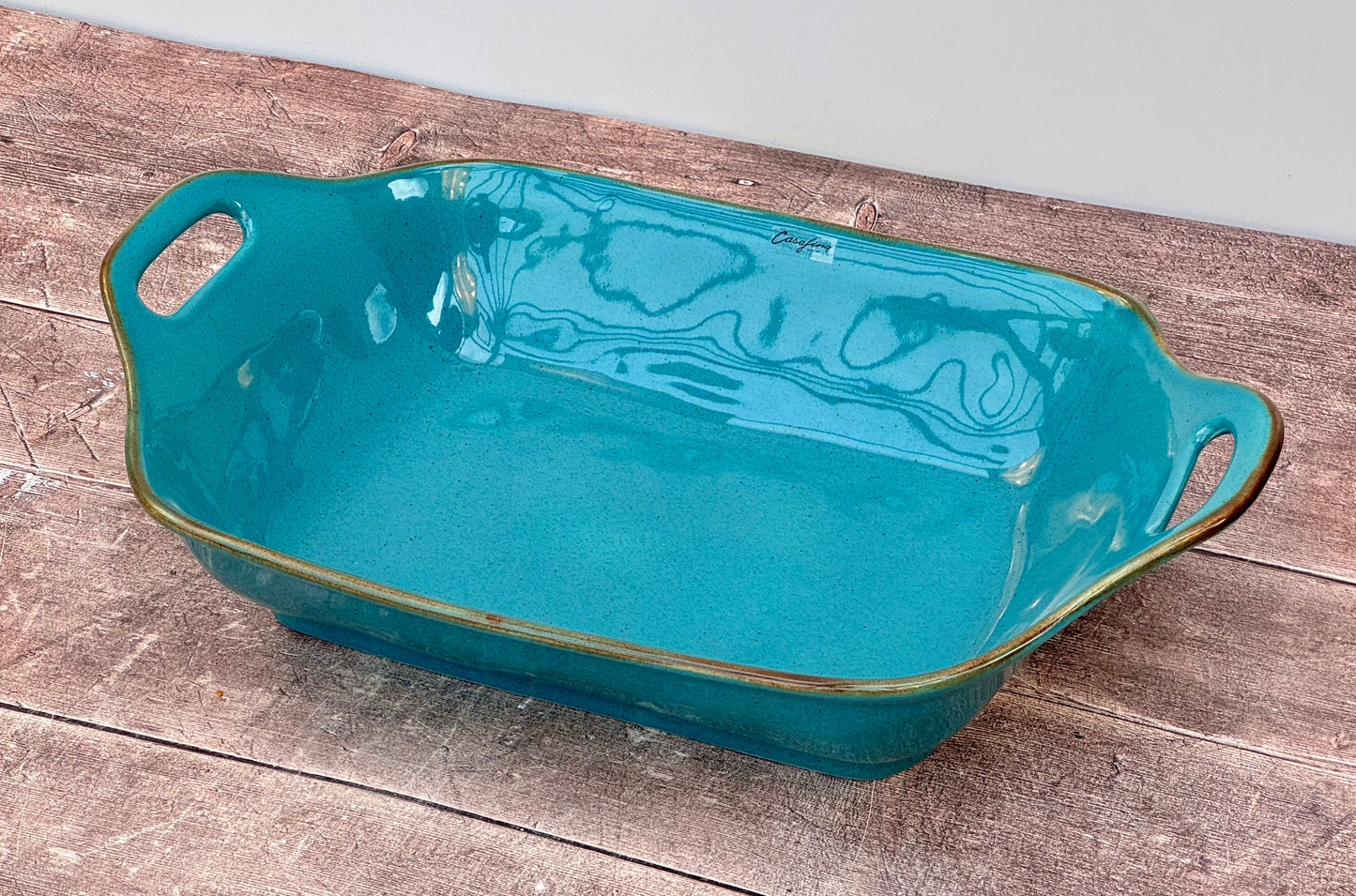 Teal Rectangular Baking Dish with Handles, 40cm