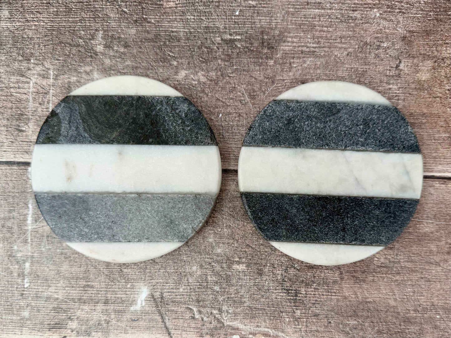 Set of 2 Black and White Marble Coasters