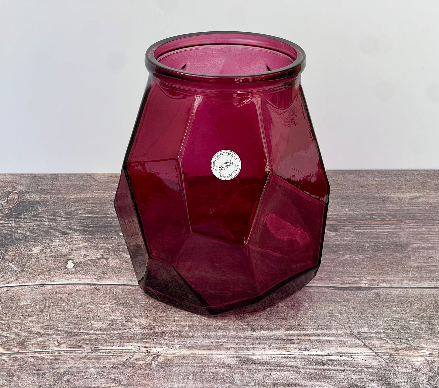 Pink Recycled Glass Vase, 19cm