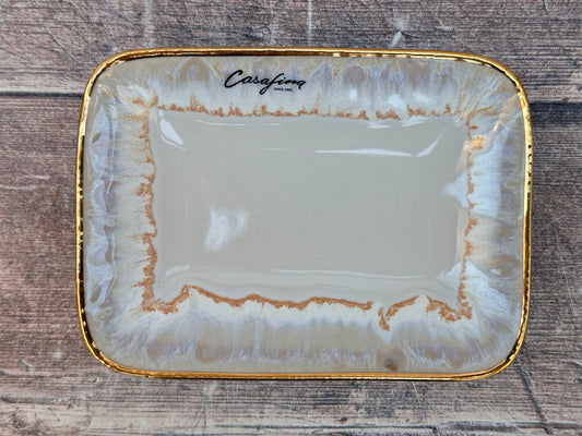 White with Gold Rim Soap Dish