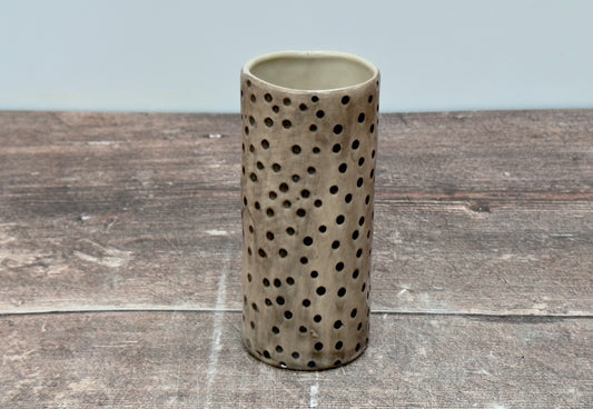 Small Grey Spotty Bud Vase, 11cm