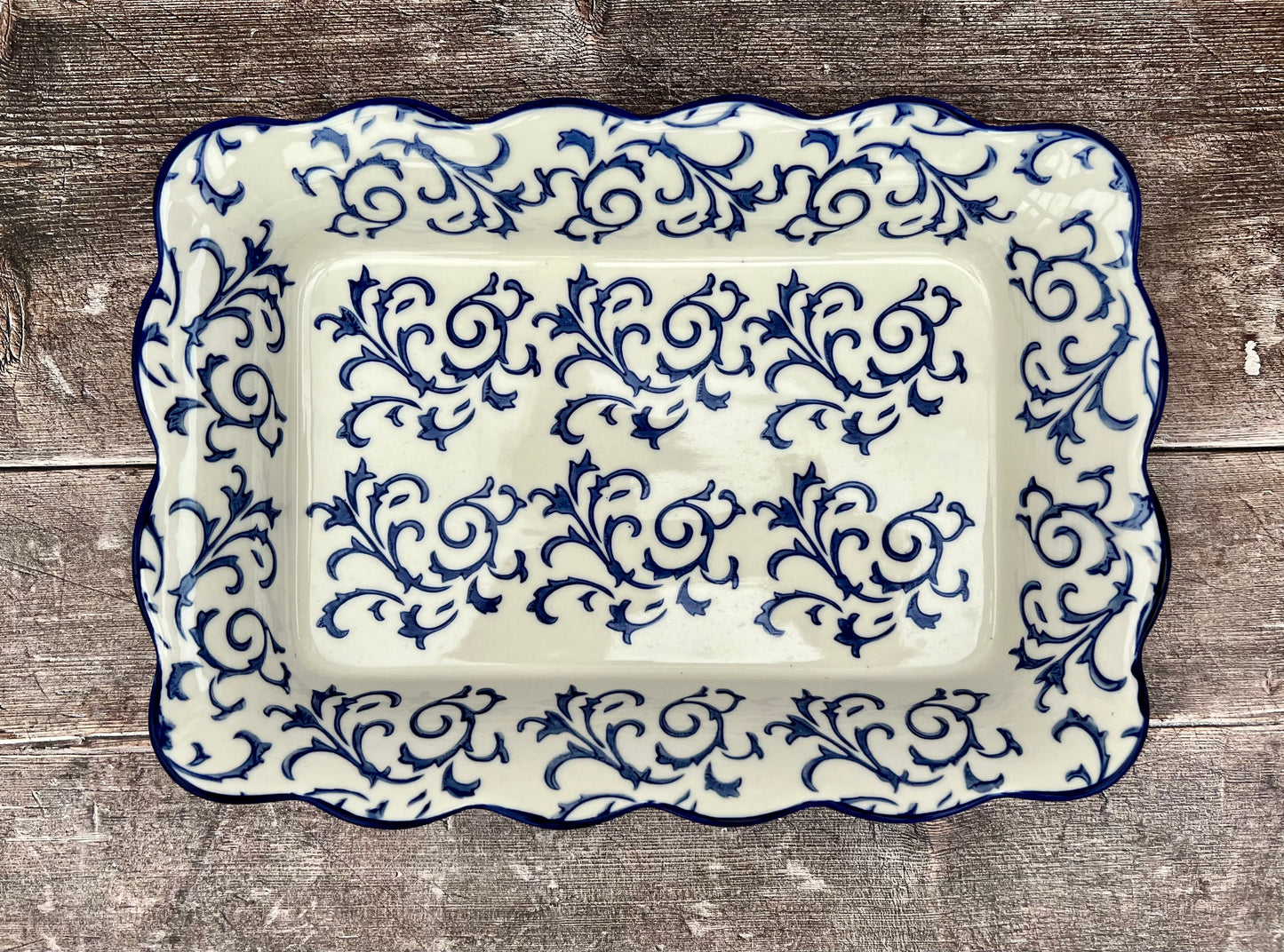 Blue Swirl Patterned Baking Dish, 33cm x 23.5cm