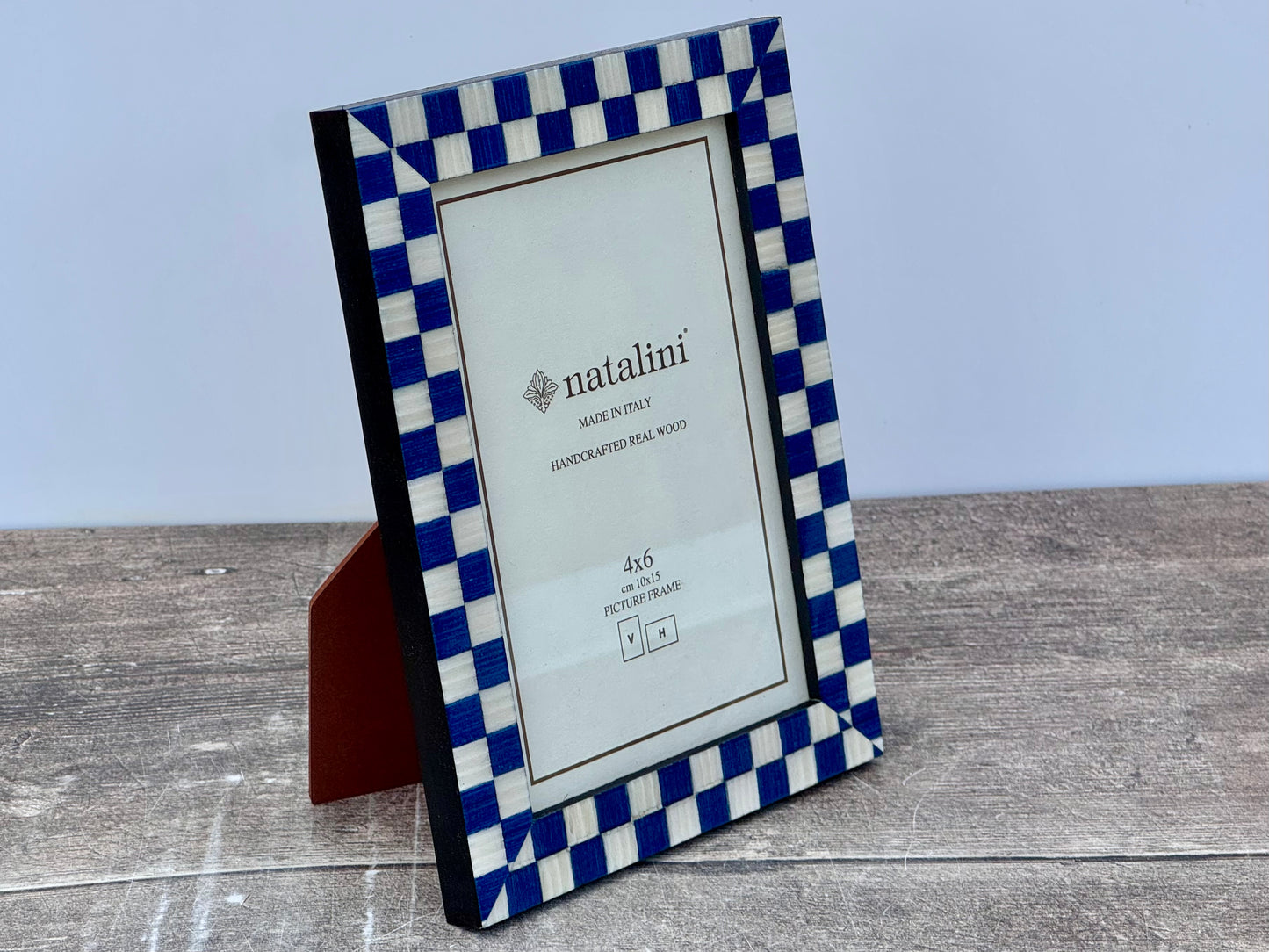 Natalini Blue Checkerboard Border Photo Frame 4 x 6