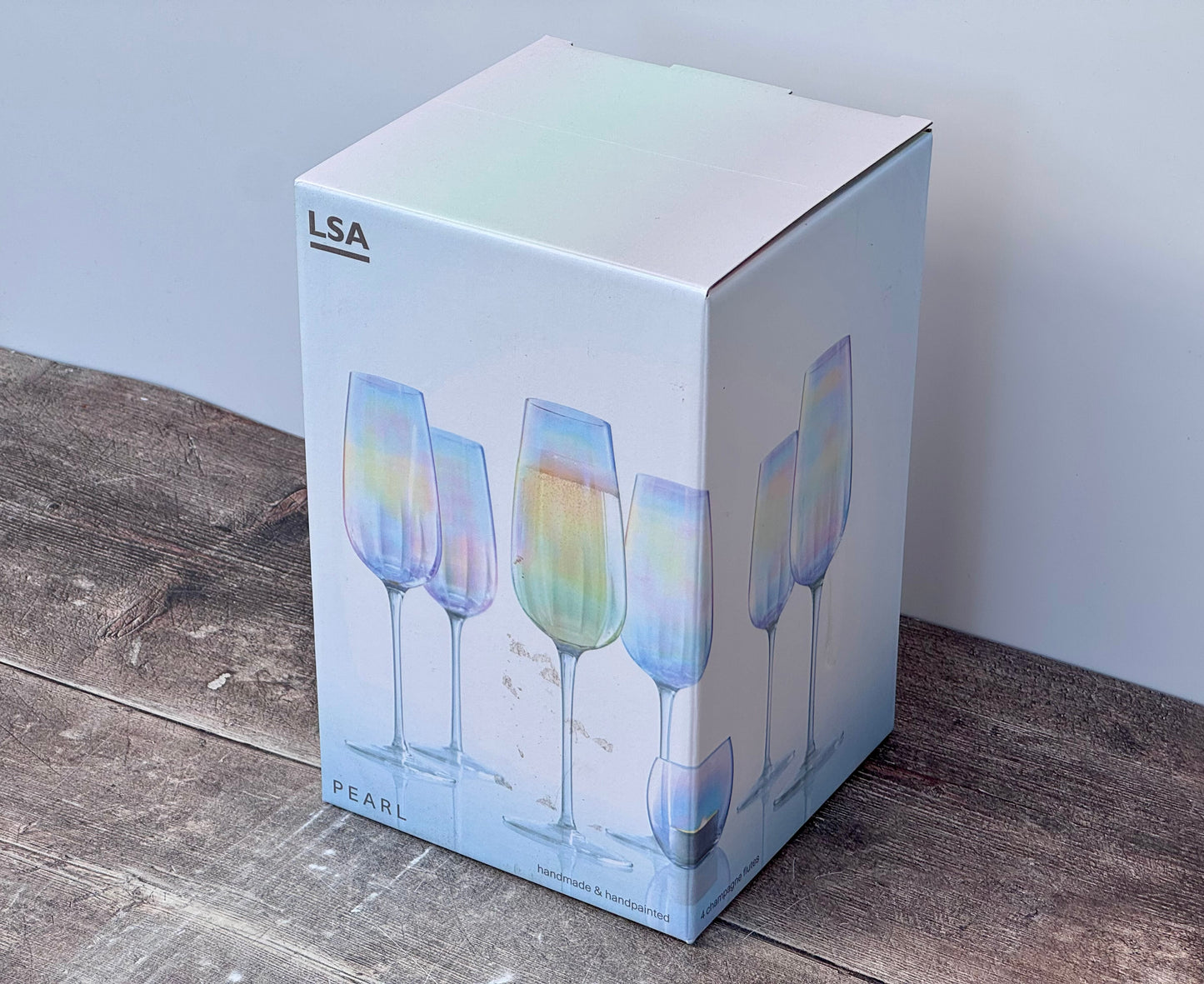 LSA Pearl Pearlescent Lustre Champagne Flutes, Set of 4