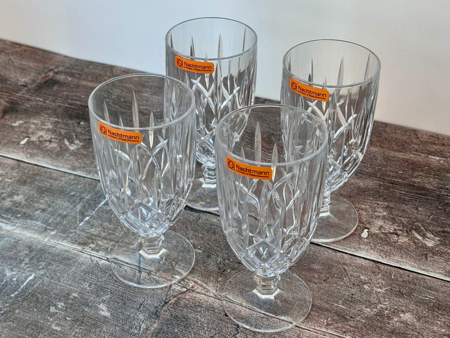 Set of 4 Nachtmann Crystal Cut Iced Beverage Glasses