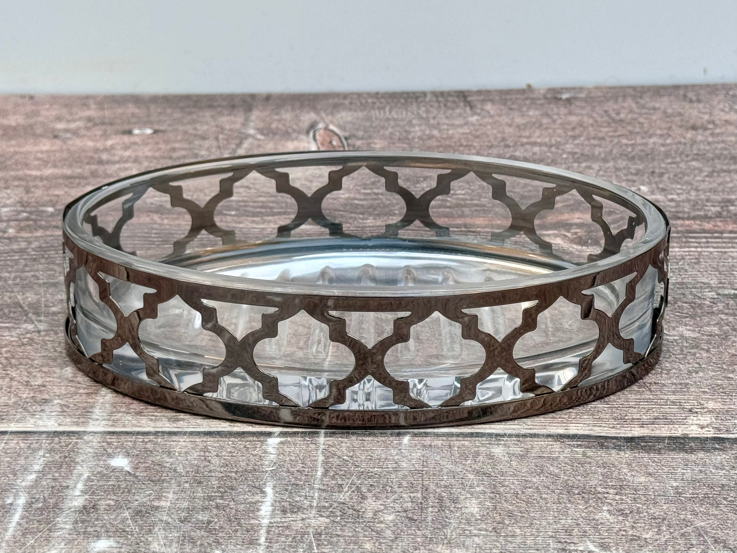 Metal and Glass Oval Soap Dish