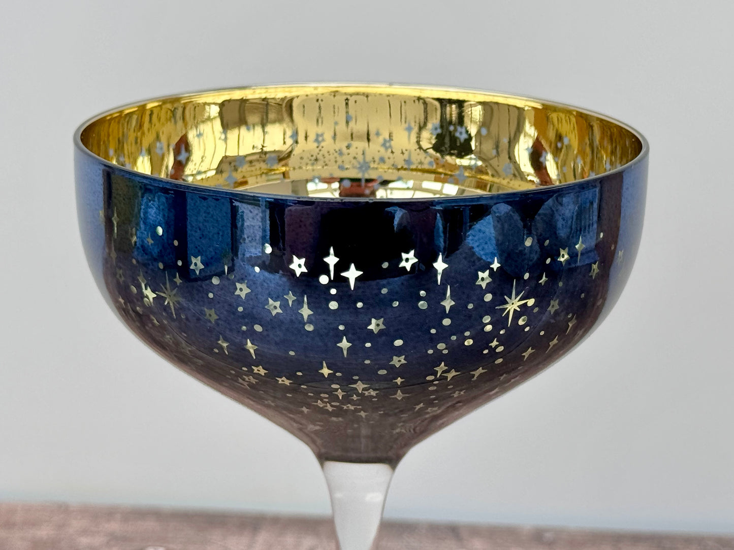 2 Galaxy Champagne/Cocktail Saucer Glasses