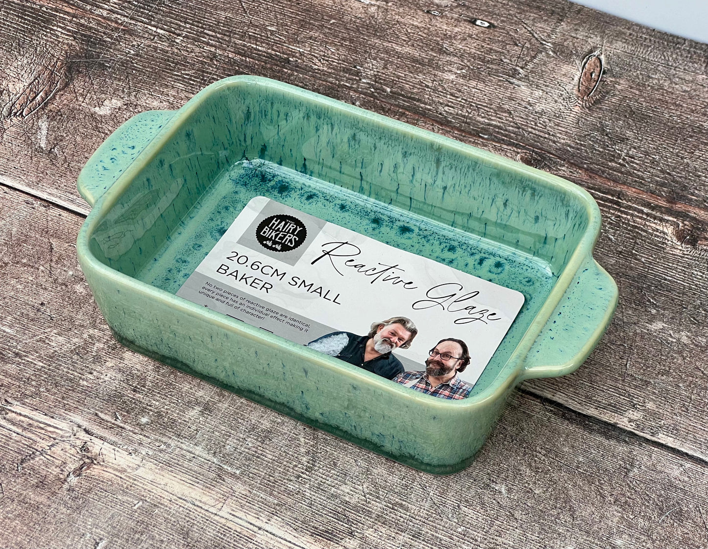 Hairy Bikers Small Green Reactive Glaze Rectangular Baking Dish, 20.6cm