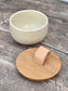 White Salt Cellar/Pot with Oak Lid, 9cm