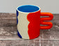 Orange, Blue and White Handpainted Mug