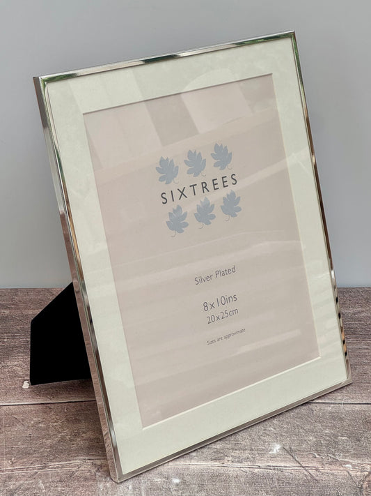 Sixtrees Silver Plated Photo Frame with Aperture, 8’ x 10’